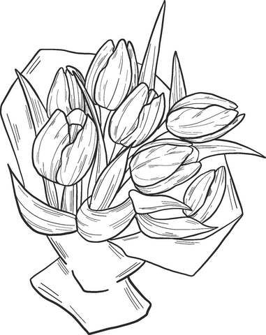 Bouquet of Tulips Coloring Pages
