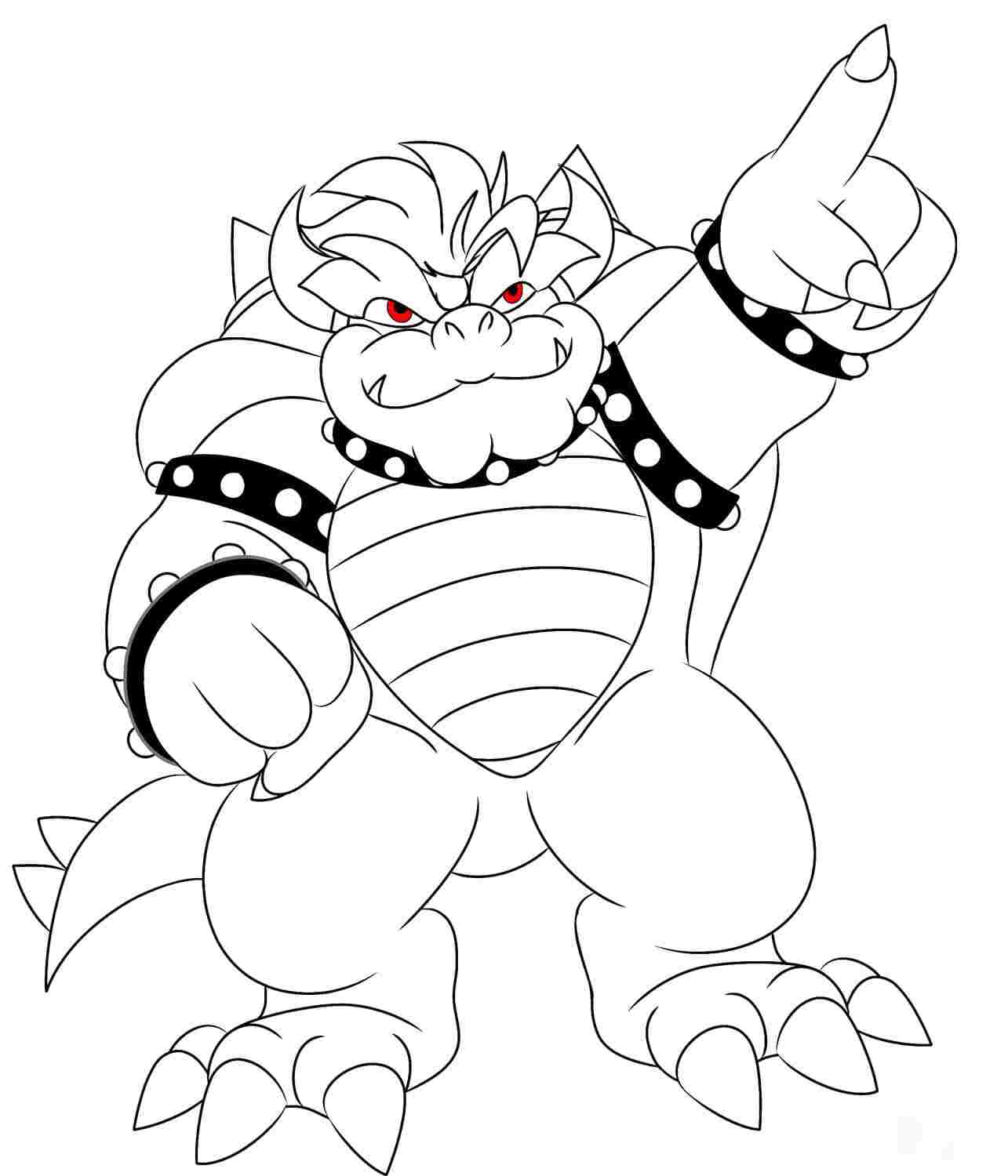 Bowser is pointing something Coloring Page
