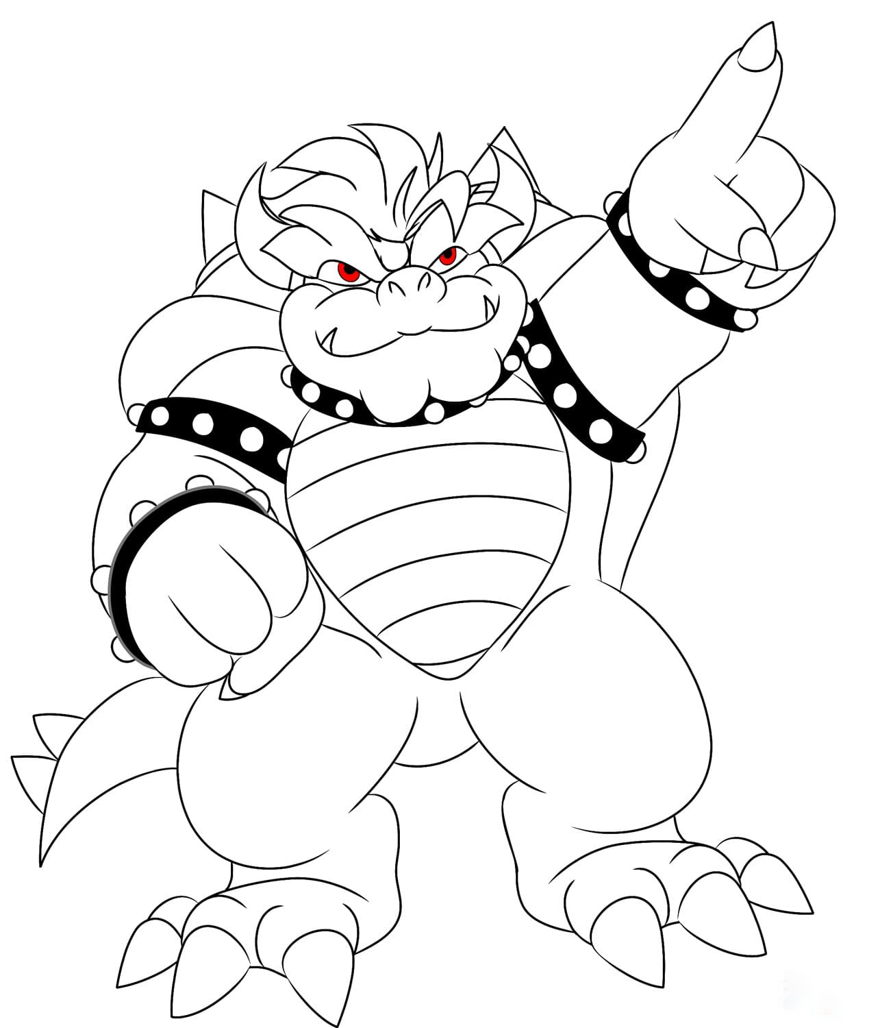 Bowser is pointing something Coloring Pages