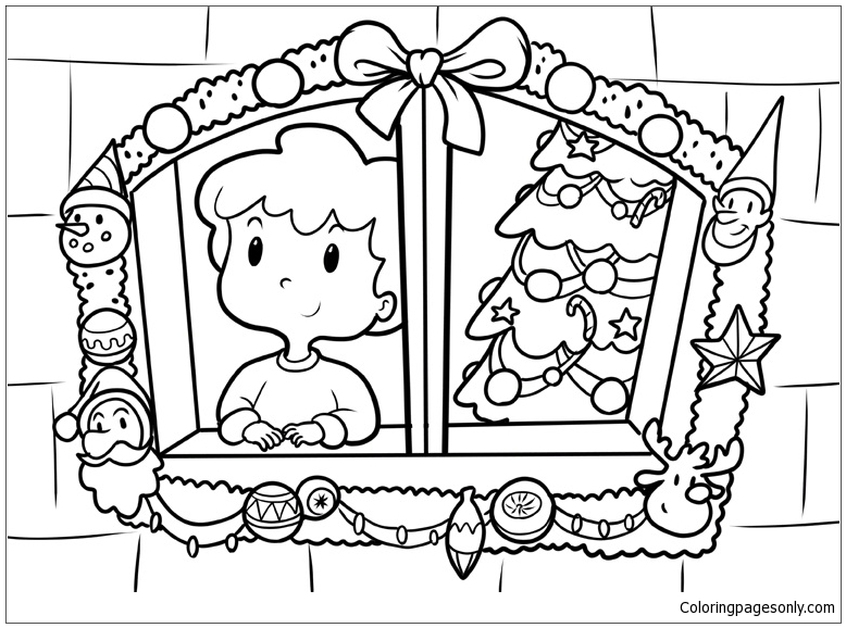 christmas window coloring pages