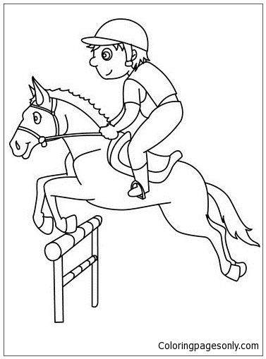 Boy On Jumping Horse Coloring Pages
