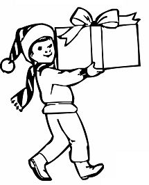 Boy With Christmas Gifts Coloring Page