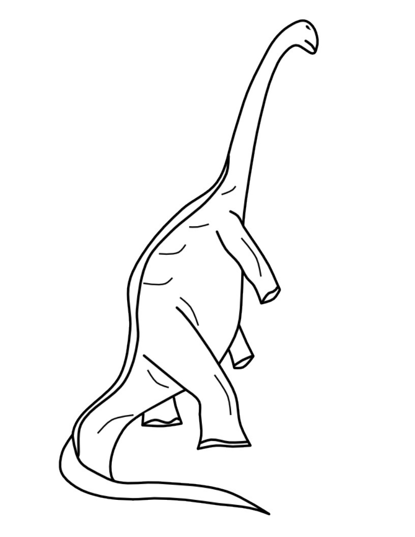 Brachiosaurus has long neck and tail Coloring Page