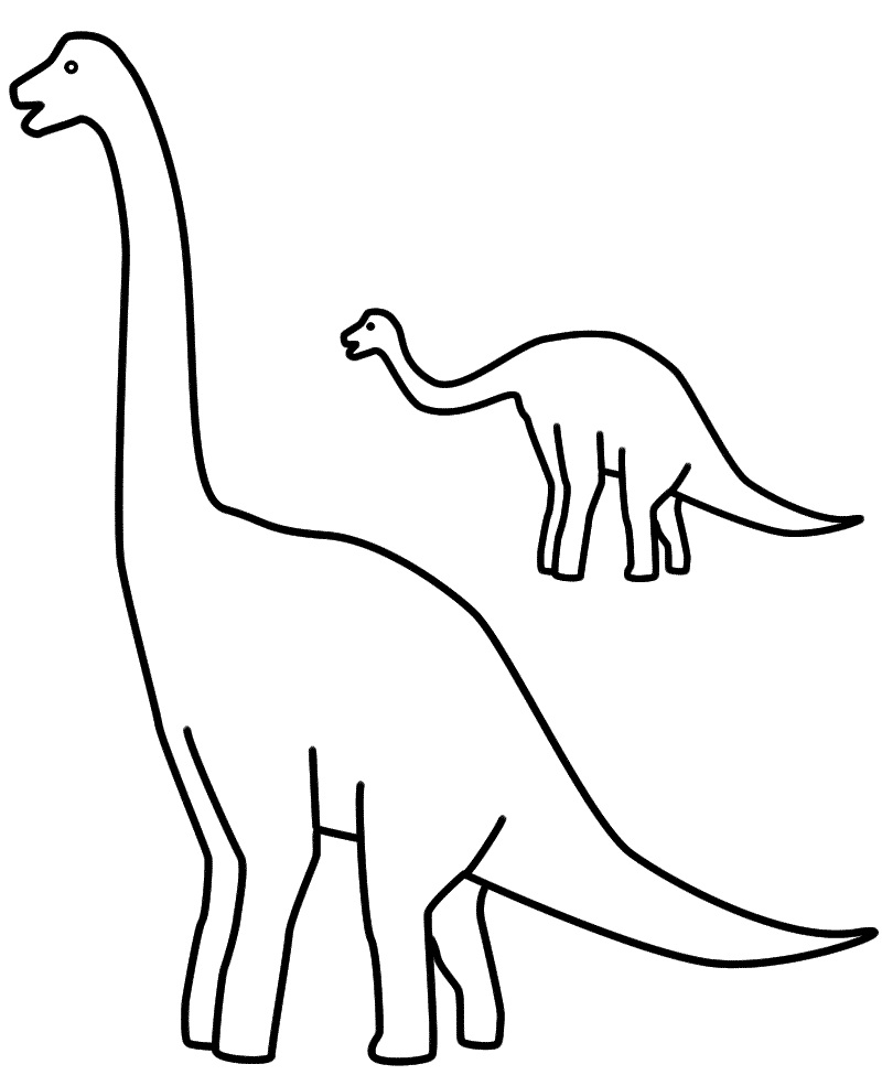 Brachiosaurus met baby van Diplodocus