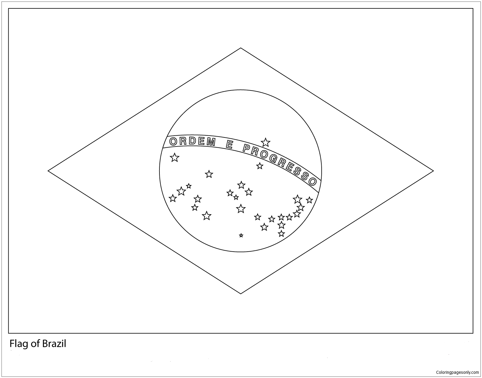 Flag Of Brazil World Cup 2018 Coloring Pages Free Printable Coloring