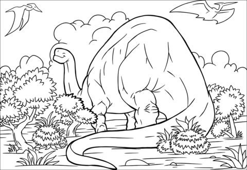 Brontosaurus Dinosaurus Coloring Page