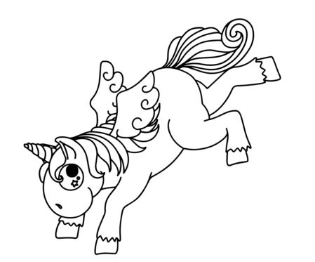 Bucking Cartoon Unicorn Coloring Pages