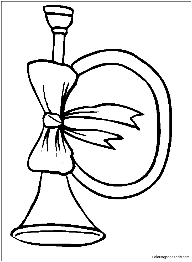 Bugle With Bow Coloring Page