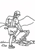 Building A Campfire At The Foot Of The Mountain Coloring Pages