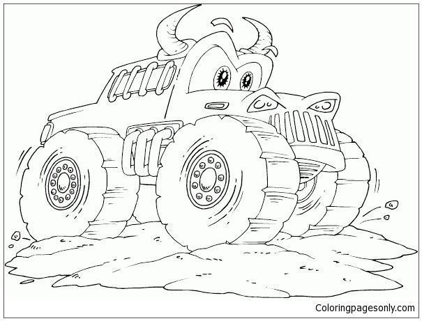 Bull Monster Truck Coloring Pages - Transport Coloring Pages - Coloring