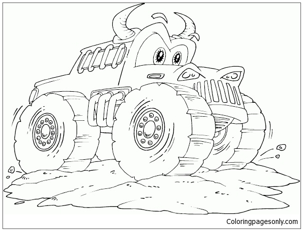 Kleurplaat Bull Monster Truck