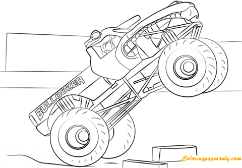 bulldozer from monster truck coloring page  free coloring