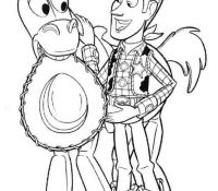 Página para colorear divertida de Woody y Bullseye