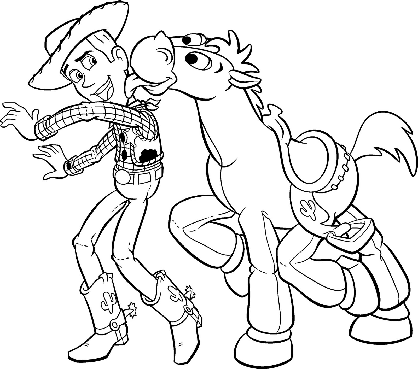 Woody and Bullseye Toy Story Coloring Page