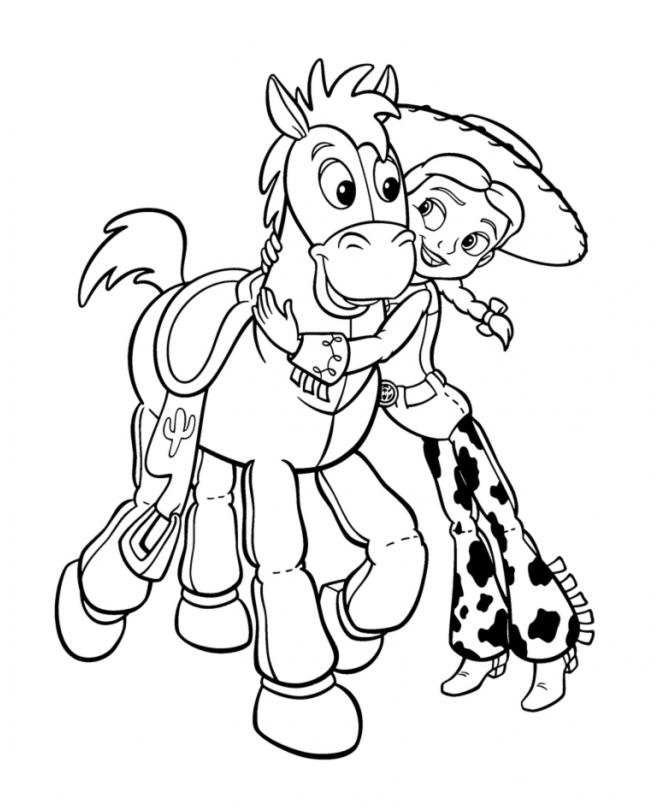 Happy Bullseye and Jessy Coloring Page
