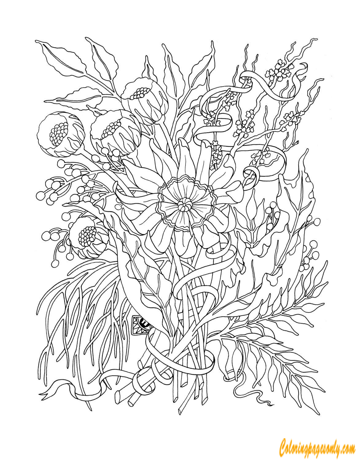 Bunch Of Flowers Coloring Pages Hard Coloring Pages Coloring Pages For Kids And Adults