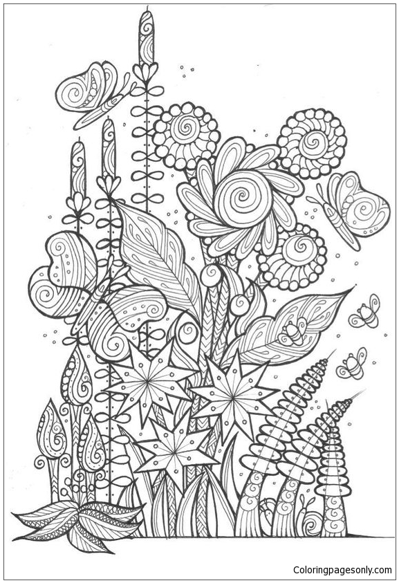 Butterflies And Bees Coloring Pages Nature Seasons Coloring Pages Coloring Pages For Kids And Adults