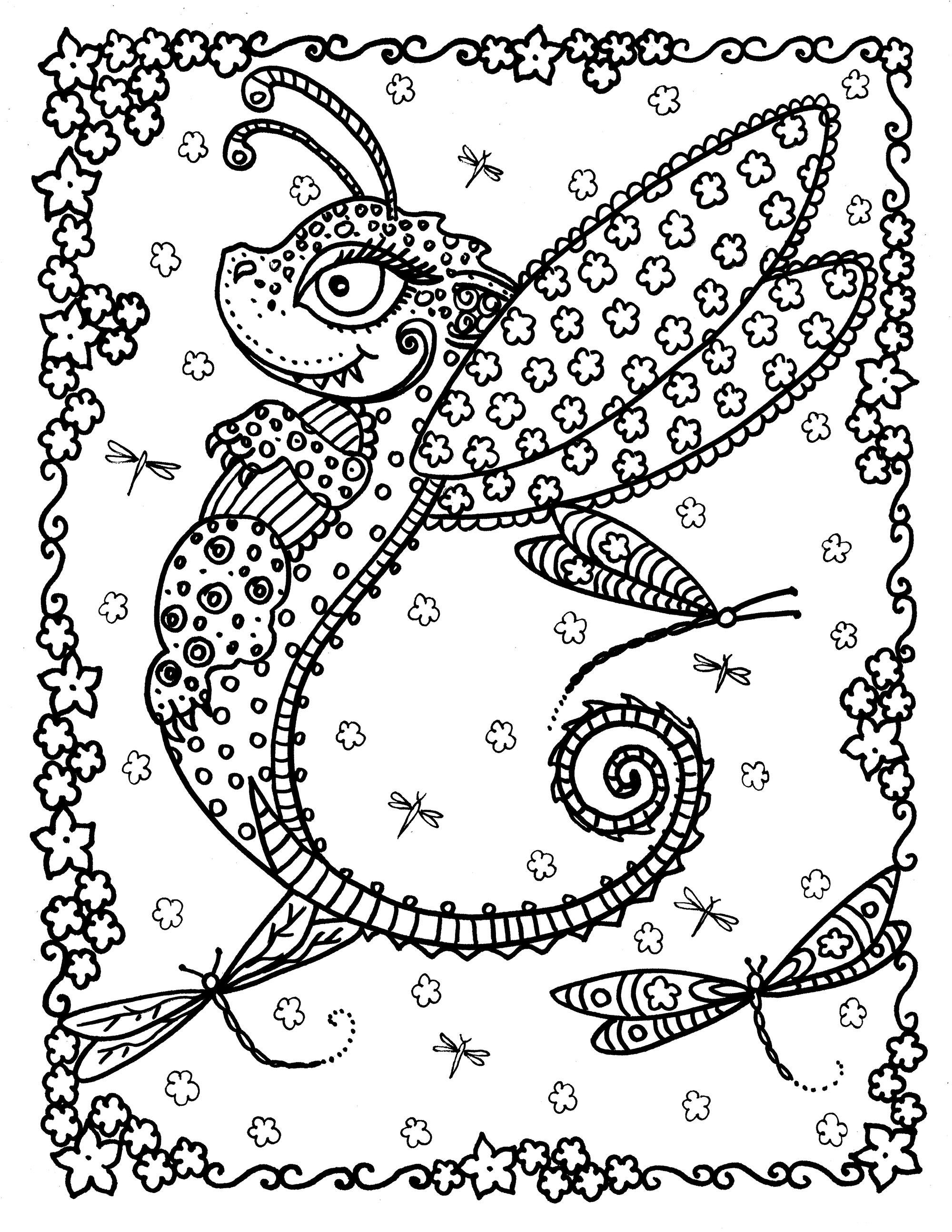 Butterfly Dragon Coloring Page