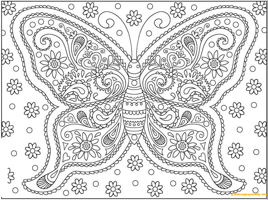 Butterfly Simple But Hard Coloring Page Free Printable Coloring Pages