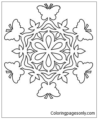 Butterfly Snowflake Coloring Page