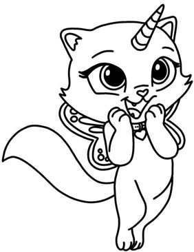 Butterfly Unicorn Kitty Coloring Page