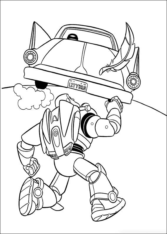 Buzz chases the car Coloring Pages