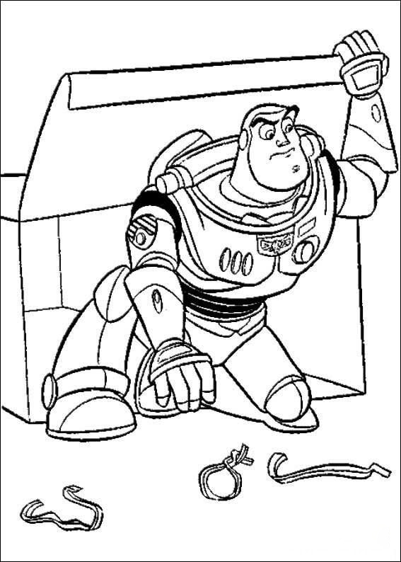 Buzz Lightyear está escondido atrás da caixa de Toy Story