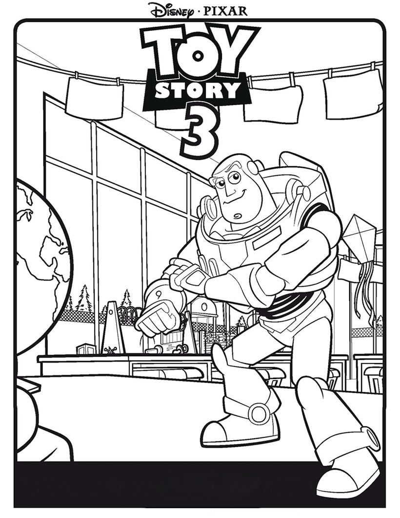 Buzz Lightyear with globe Coloring Page