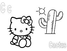 C is for Cactus Coloring Page