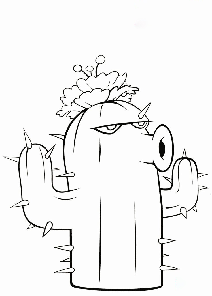 Cactus From Plants vs Zombies Coloring Page