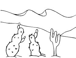 Cactus In The Desert Coloring Pages