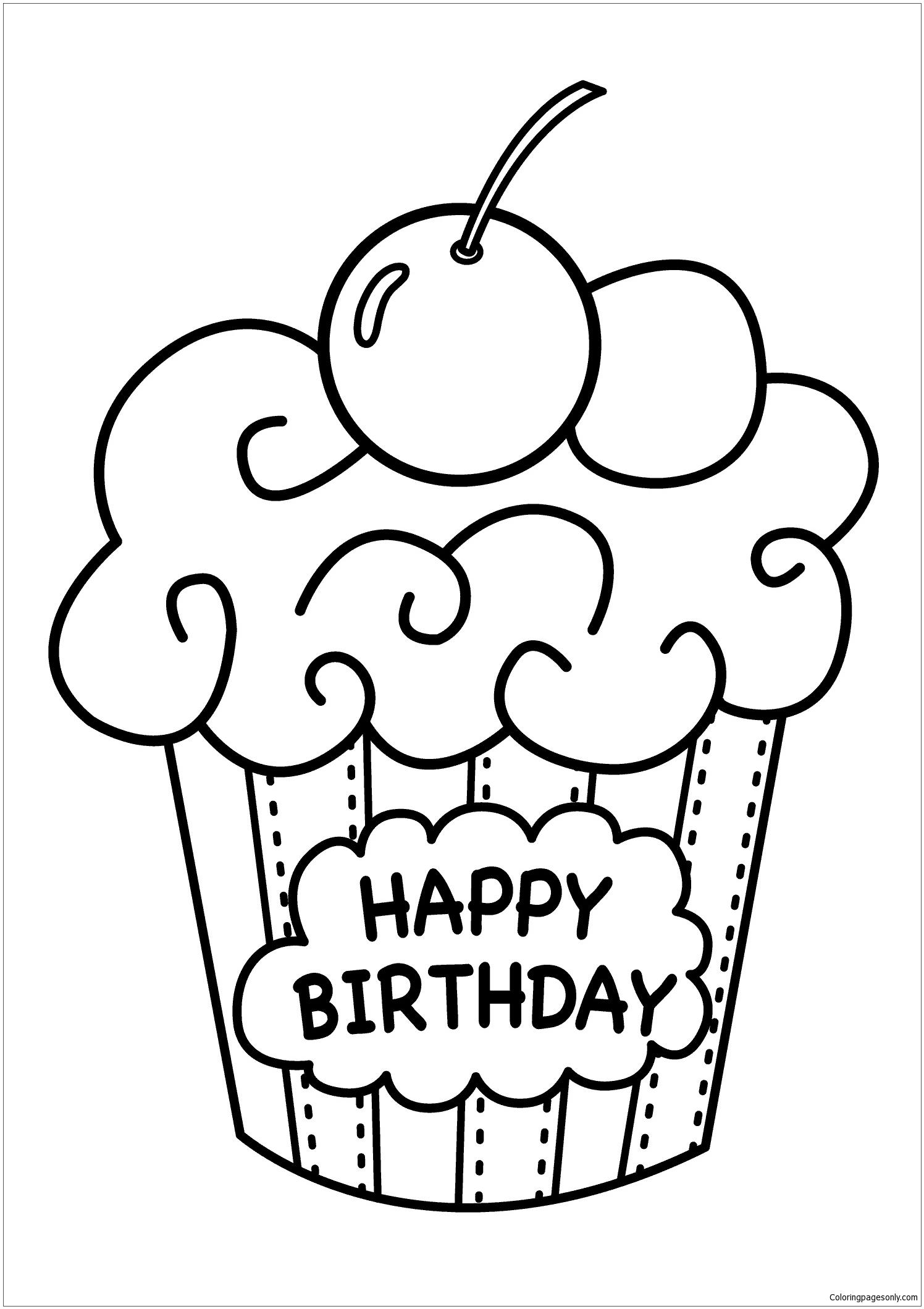 Cake Birthday Coloring Pages