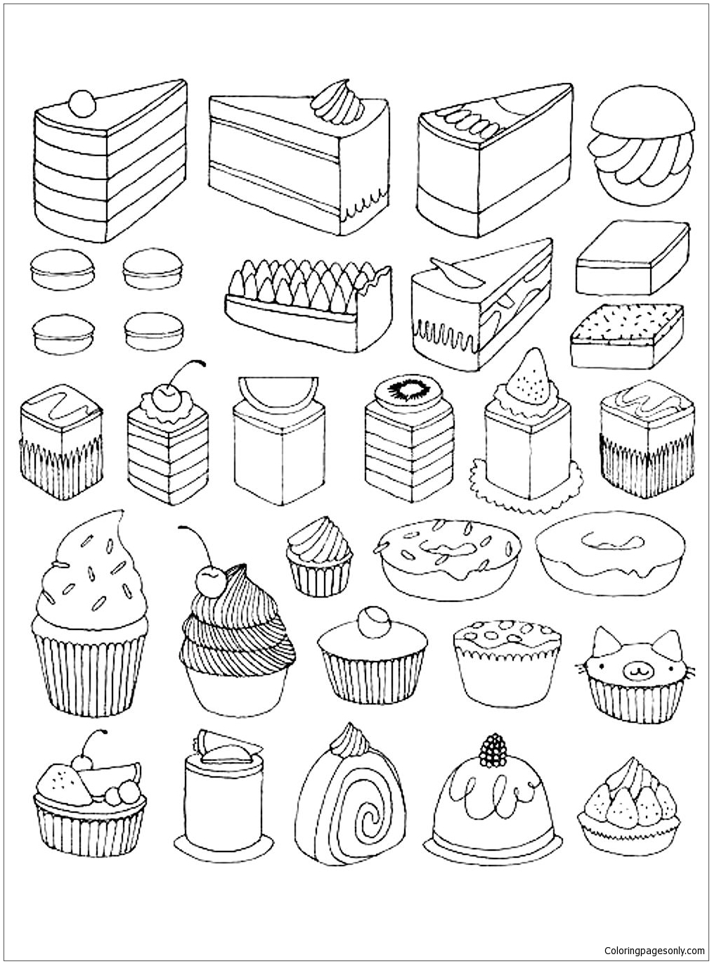 Cake Desserts Coloring Pages Food Coloring Pages Coloring Pages For Kids And Adults