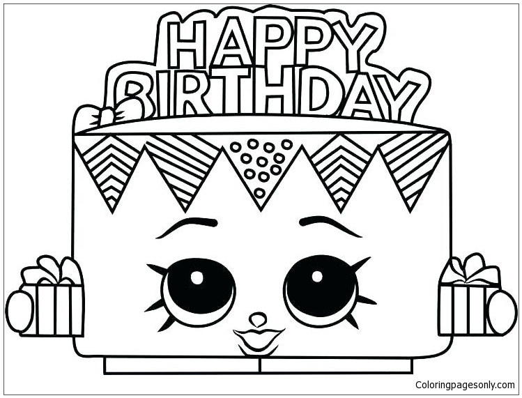 cake happy birthday shopkins coloring page  free coloring