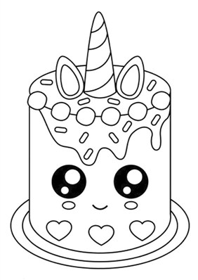 Cake Unicorn Cat Coloring Page