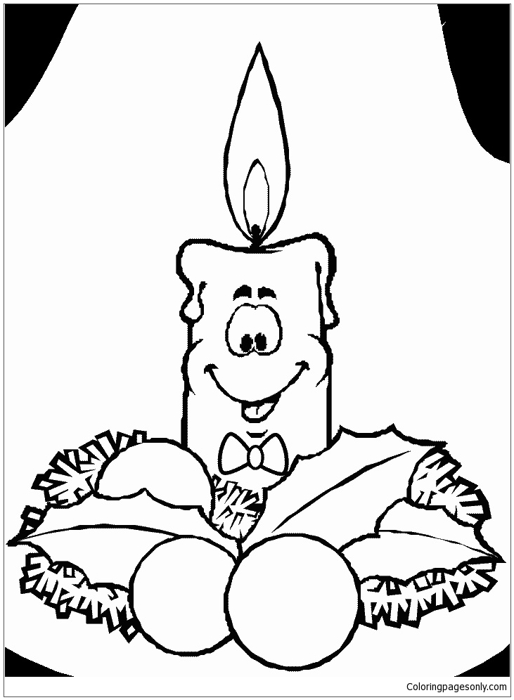 Candle With Face 2 Coloring Pages