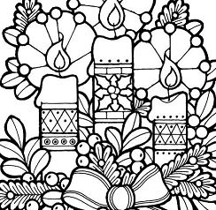 Candles and flowers Christmas decoration Coloring Pages