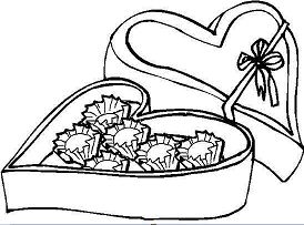 Candy Box Valentines Day Coloring Page