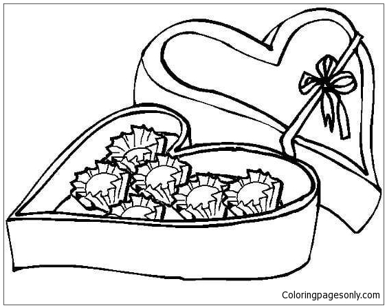 Candy Box Valentines Day Coloring Pages