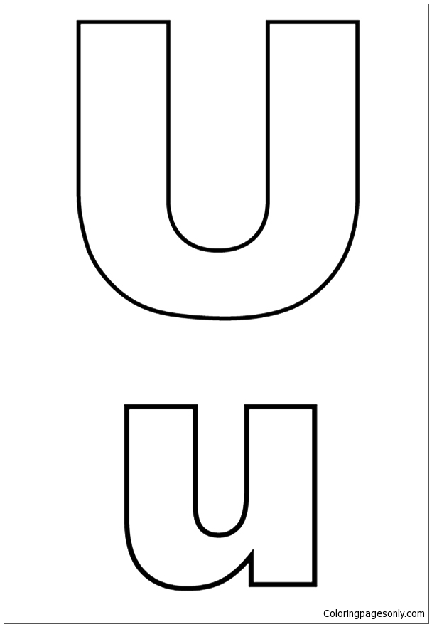 Capital And Small Letter U Coloring Page