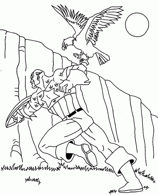 Captain America And Eagle Coloring Page