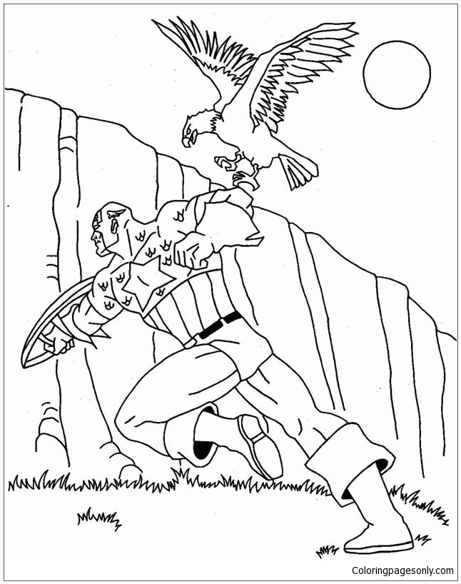 Captain America And Eagle Coloring Pages