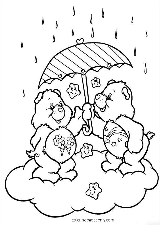 Dibujos para colorear imprimibles de ositos cariñosos a partir de precipitaciones