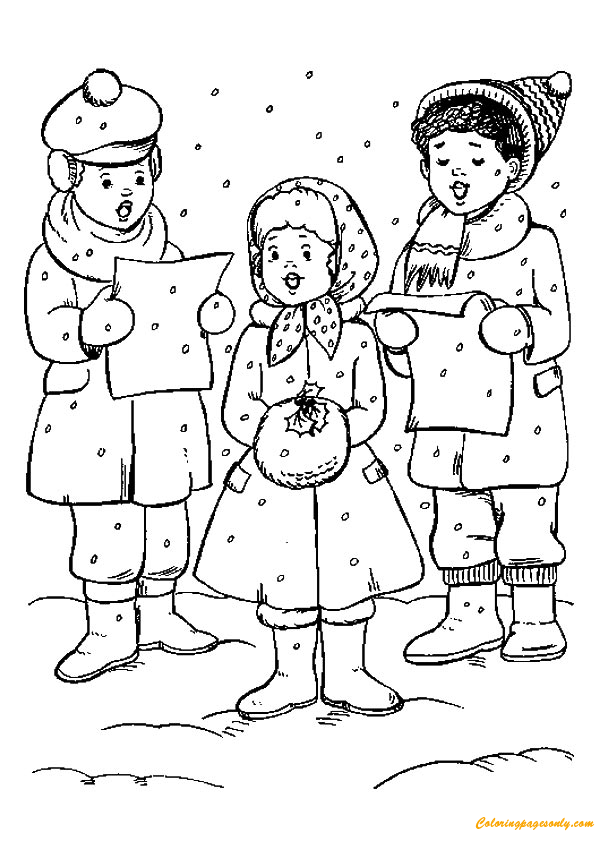 Carols Choir for Christmas Coloring Pages - Holidays Coloring Pages