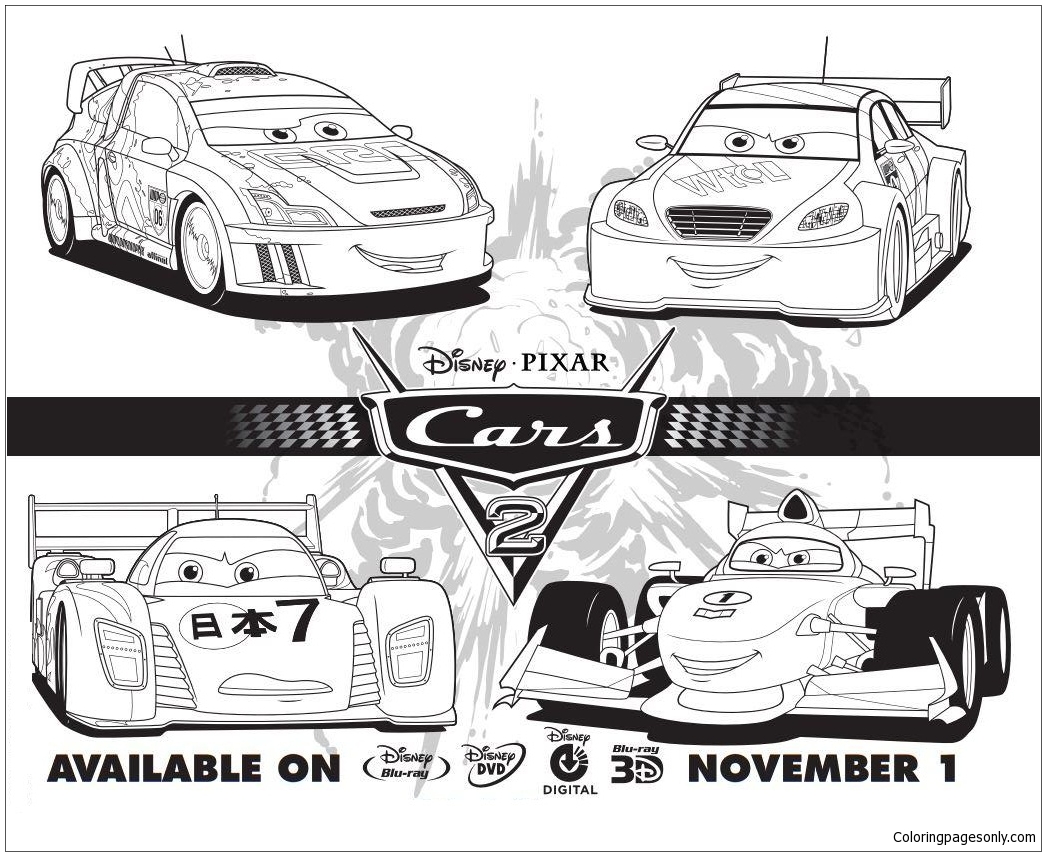 cars 2 disney four cars coloring pages cartoons coloring pages coloring pages for kids and adults