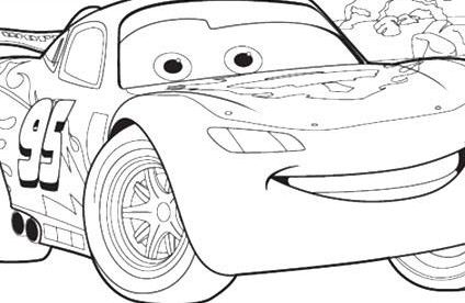 Cars Lightning McQueen In City A4 Disney Coloring Page