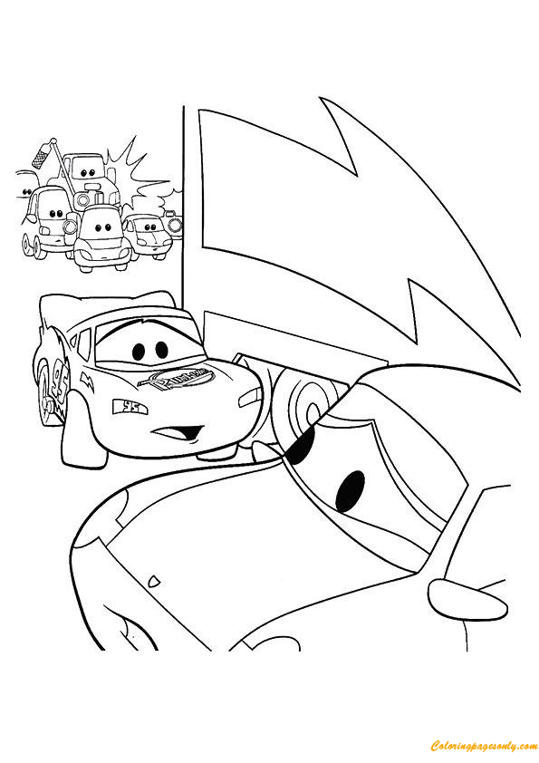 Cars Lightning McQueen With Other Car Coloring Page