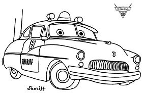 Cars Sheriff from Disney Cars Coloring Page