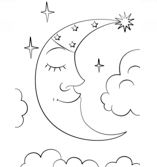 Cartoon Crescent Moon Coloring Pages