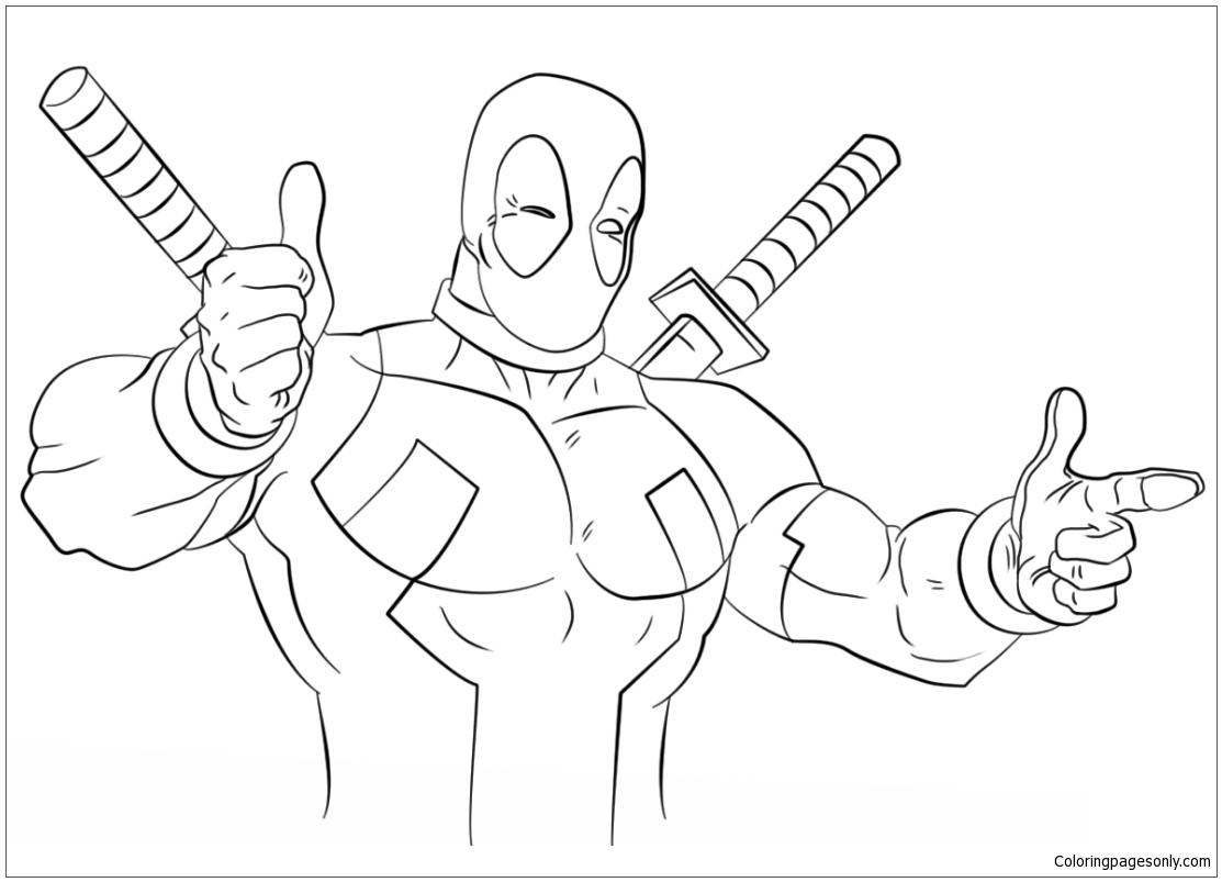 Cartoon Deadpool Coloring Pages